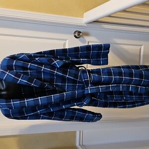 FADED GLORY Blue Plaid Fleece Robe - One Size